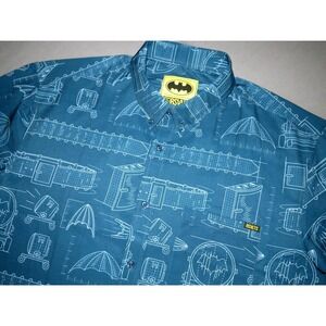 RSVLTS‎ BATMAN Short Sleeved Stretch All Over Button Up Shirt Men's XL